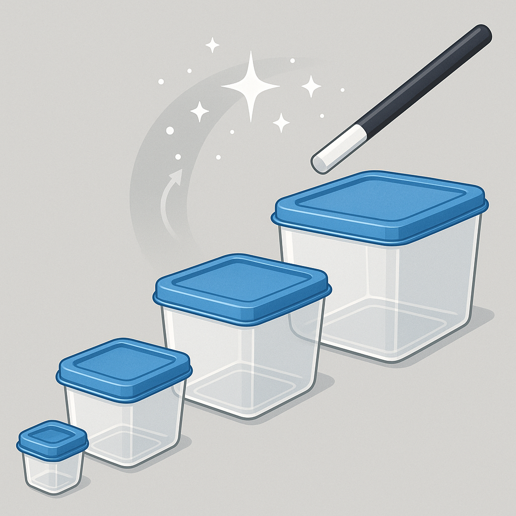 A parametric model adapting to different container sizes